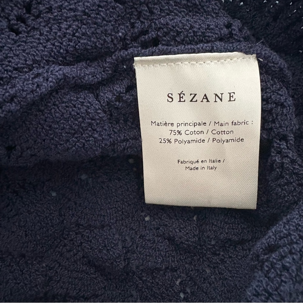 Sezane Jessica Knit Top Halter Cross Back Top Cotton Blend In Navy Size M NWOT - Picture 10 of 10